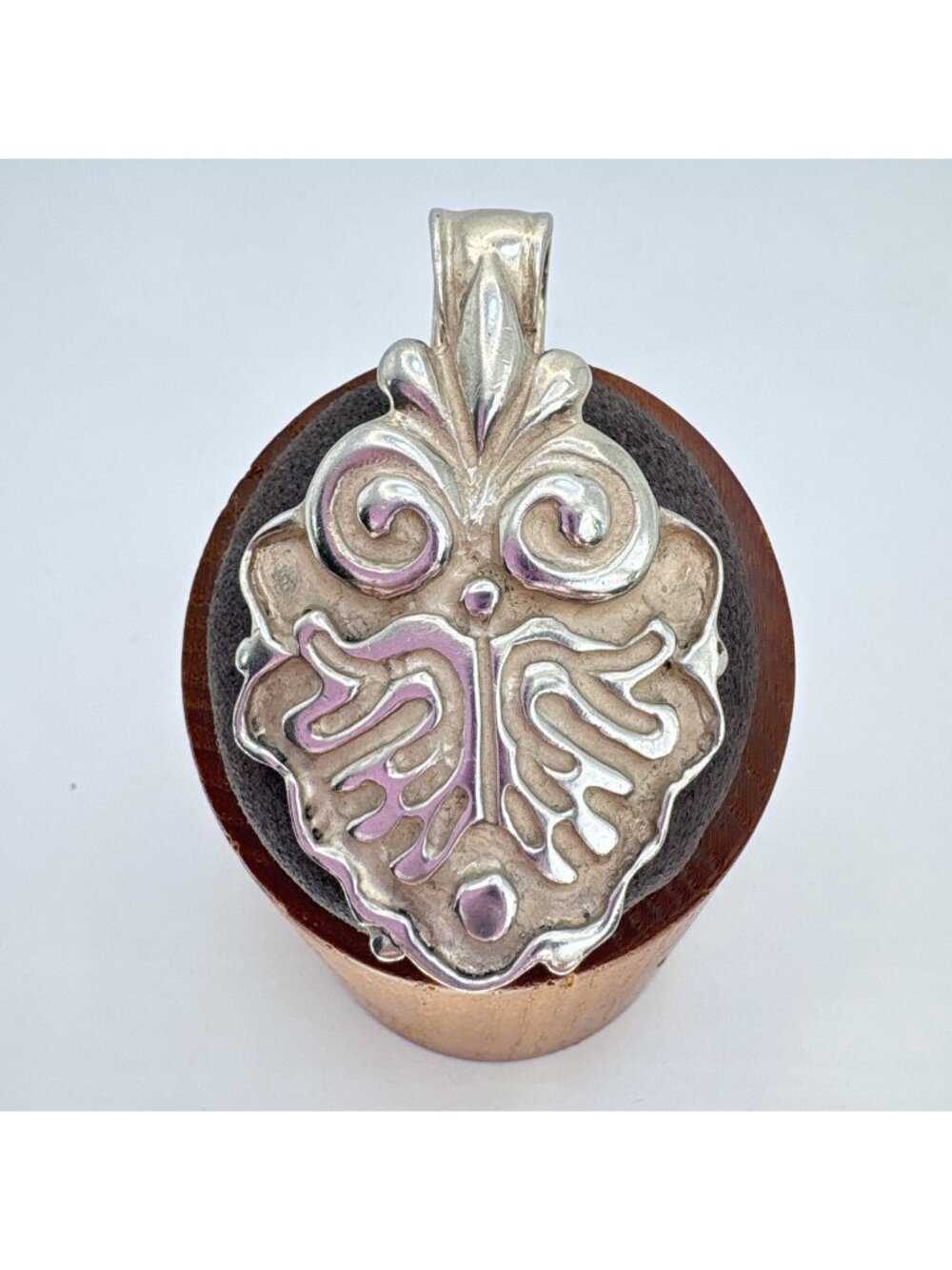 Abstract Scroll Design Pendant Sterling Silver 925 Size 2" Length